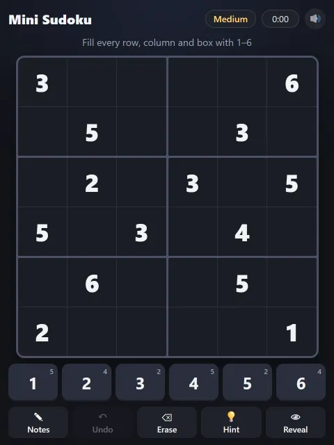 Mini Sudoku · Medium · 14 clues